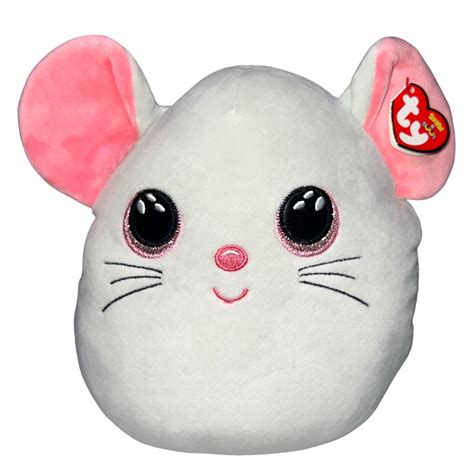 Ty Squish A Boos Catnip The Mouse Squishy Cushion Pillow 10” Mwmts Grey Pink Ebay