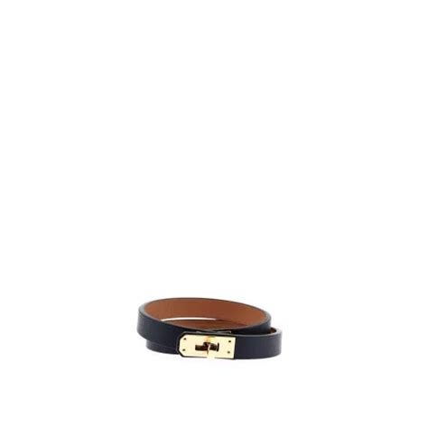 Bracelet Kelly Double tour T 3 Hermès Cuir Noir Monogram Paris