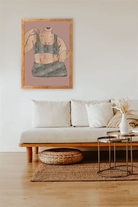 Boho Line Drawing Body Positive Art Nude Line Drawing Modern Line Art Boho Woman Drawing
