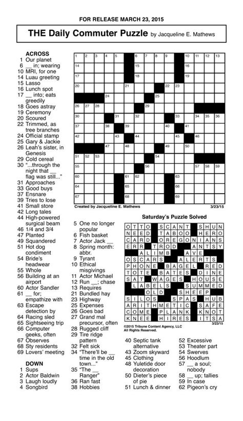 Crosswords Archives Tribune Content Agency Printable Sudoku Chicago