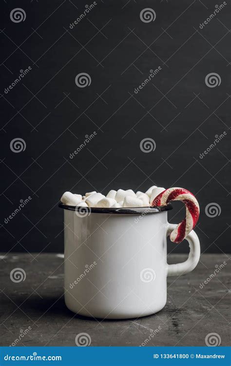 Sweet Hot Chocolate In Mug Christmas Drink With Marshmallow Stock Photo Image Of Focus Cacao