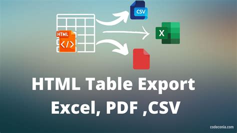 Export Html Table To Excel Pdf Csv Format Using Datatable Codeconia