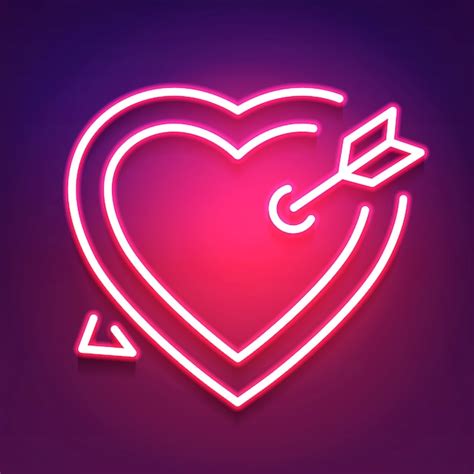 Premium Vector Bright Heart Neon Sign Retro Neon Heart Sign