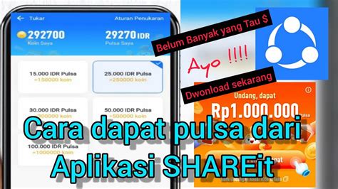 Tutorial Cara Dapat Pulsa Dari Apk SHAREit Terbaru YouTube