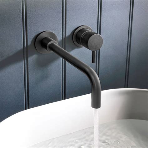 Crosswater Mpro Matt Black 2 Hole Wall Mounted Basin Tap Uk Bathrooms