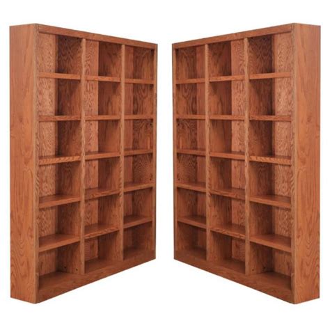 Home Square Tall Shelf Triple Wide Wood Bookcase In Dry Oak