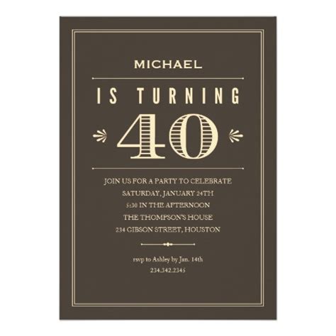 40th Birthday Invitations For Men Invitation Card