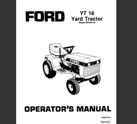 Ford Yt Yard Tractor Operators Manual Model Gn Service