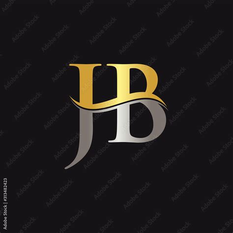 Initial Gold And Silver Letter Jb Logo Design With Black Background