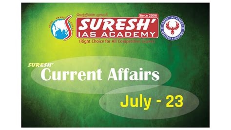 Current Affairs July 23 Suresh IAS Academy YouTube