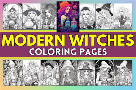 Modern Witches Coloring Pages Afbeelding Door Liminotemplates