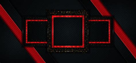 Modern Black And Red Box Frame With Gold Glitter Effect Square Border