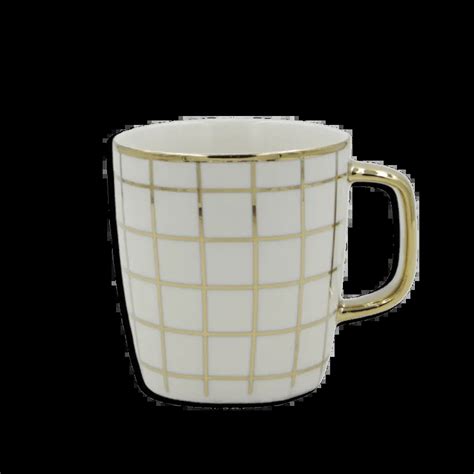 Porcelain White Gold Ml Mug With Golden Handle Freeshop