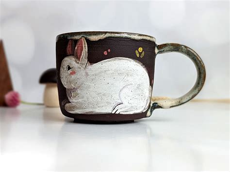 Mug Black Stoneware Bunny Kness