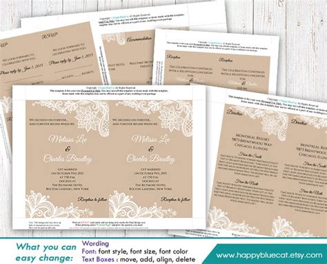 Diy Printable Pocket Wedding Invitation Template SET Instant | Etsy