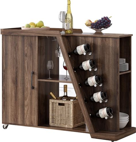 Amazon Calabash Movable Wine Bar Cabinet For Liquor And Glasses