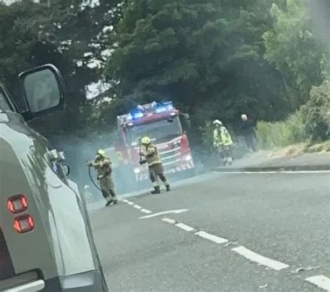 Campervan Bursts Into Flames On Busy Scots Road As Fire Crews Tackle