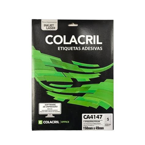 Etiqueta Adesiva A4 CA4147 Colacril 150mm X 49mm 10 Folhas Papelaria