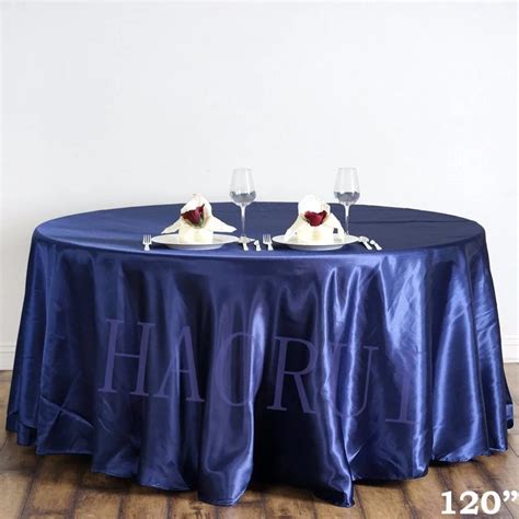 10pcs Customized 120 Navy Blue Round Dining Table Cloth Satin