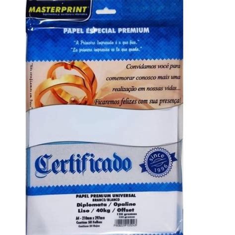 Papel Opaline Diplomata Liso Premium Offset 120 G 50Fls A4 Depayser