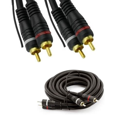 Cabo 2 RCA Macho Para 2 RCA Macho Automotivo 6 MM Preto Fio Remote