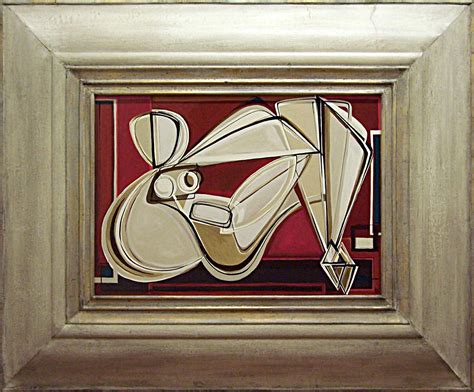 B Reclining Nude In Red Room Oil Acrylic On Board In Modern