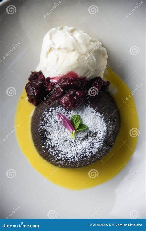 Chocolate Volcano Stock Image Image Of Fine Served 254640975