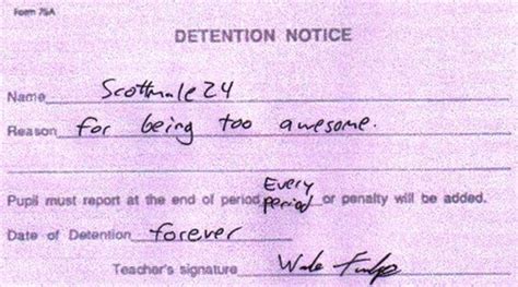 Hilarious Detention Slips When Your Bored