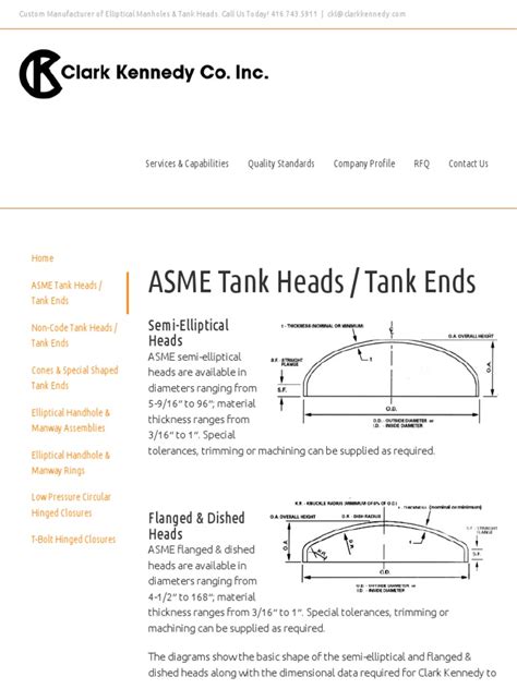 Asme Tank Heads Tank Ends Clark Kennedy Co Inc Pdf