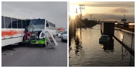 Continúa caos vial por inundaciones en la autopista México Puebla