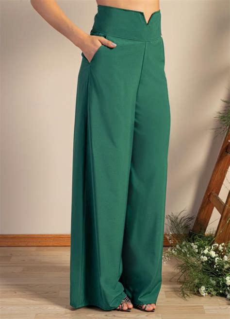 Quintess Cal A Pantalona Verde Bolsos Funcionais Pantalona