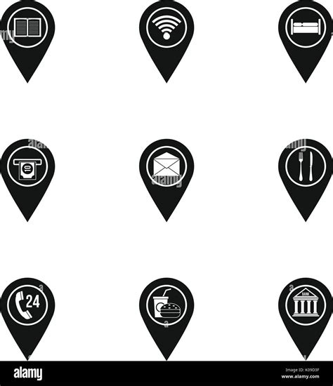 Travel Pins Icon Set Simple Style Stock Vector Image And Art Alamy