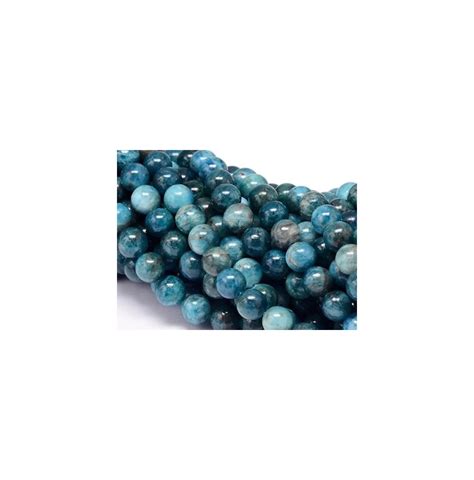 Perles D Apatite Bleue Rondes Lisses Perc Es Minerals Store