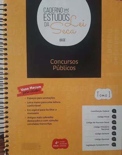 Caderno De Estudos Da Lei Seca Concursos Públicos Tomo 1 MercadoLivre