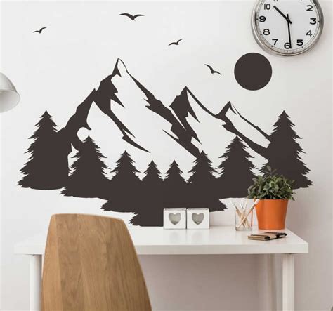 Alpine summer silhouette nature wall decal - TenStickers