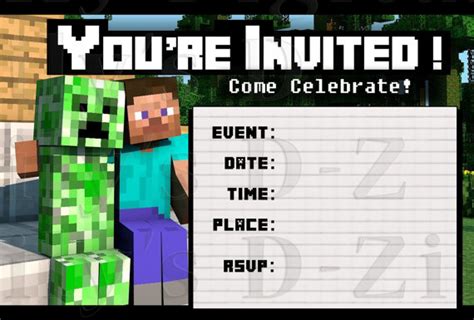 Friendly Minecraft Invitation Printable Experience Of A Super Mommy