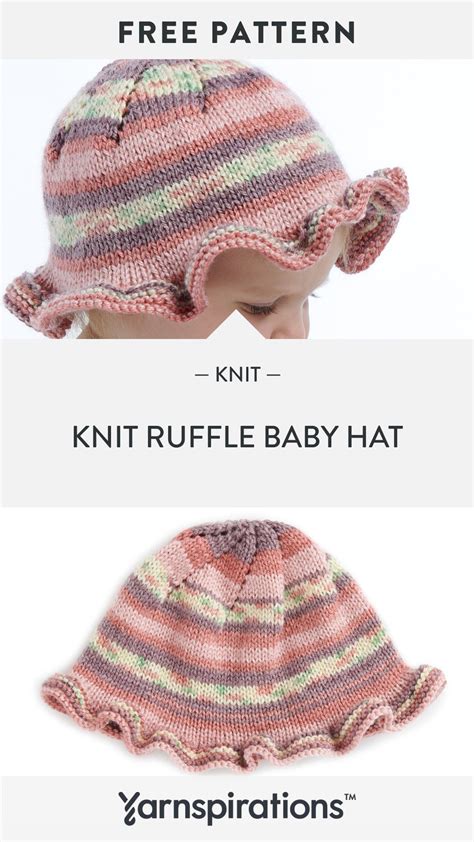 Free Knit Ruffle Baby Hat Pattern Using Bernat Softee Baby Jacquards