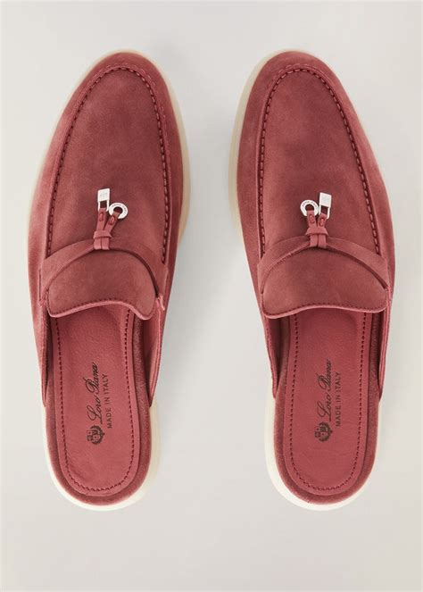 Babouche Charms Walk Loafers In Suede Red Orchid Loro Piana