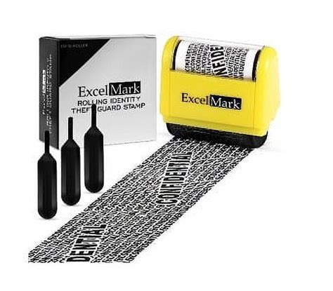 Excelmark Wide Id Roller Stamp Refillable Identity Theft Security