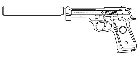 9mm Pistol Beretta Drawing