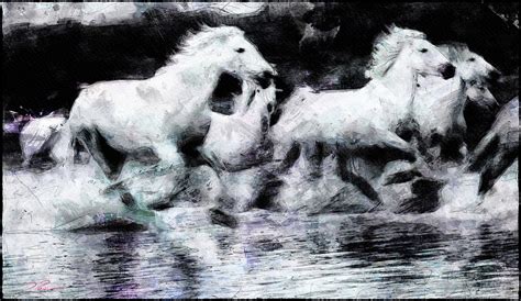 Wild Horses Painting White Wild Horse Print White Stallion - Etsy