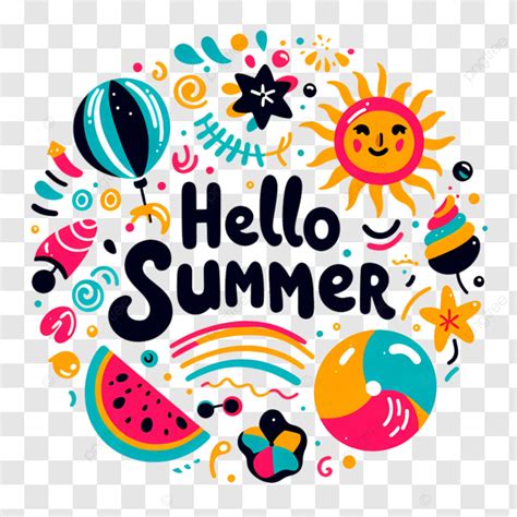 Colorful Summer Welcome Illustration Summer Greeting Hello Summer