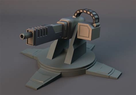 Machinegun Turret Free 3d Model Obj Free3d