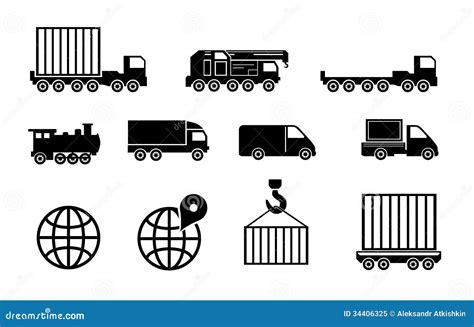 Insieme Nero Dell Icona Del Trasporto Di Vettore Grande Illustrazione