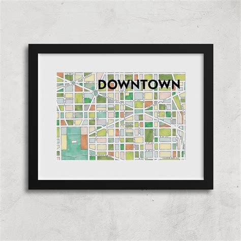 Downtown DC Neighborhood Map Art Print Etsy