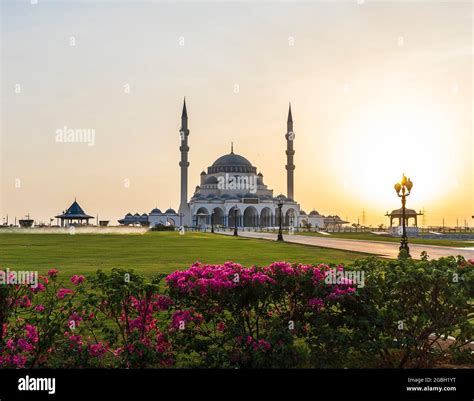 Sharjah, UAE - 07.31.2021 - Sharjah mosque at evening hour Stock Photo ...