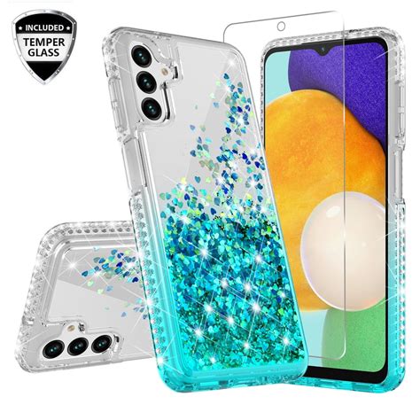 Samsung Galaxy A13 5g Case Liquid Quicksand Glitter Cute Phone Case Clear Bling Diamond Shock