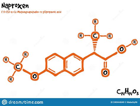 Drawn Molecule And Formula Of Naproxen Vector Illustration ...