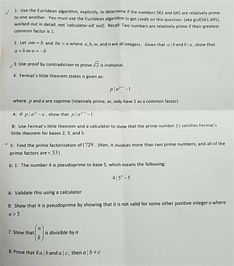 Solved 1 Use The Euclidean Algorithm Explicitly To