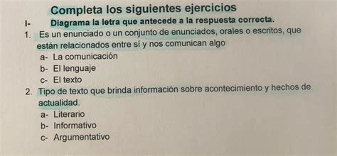 Completa Los Siguientes Ejercicios Diagrama La Letra Que Antecede A